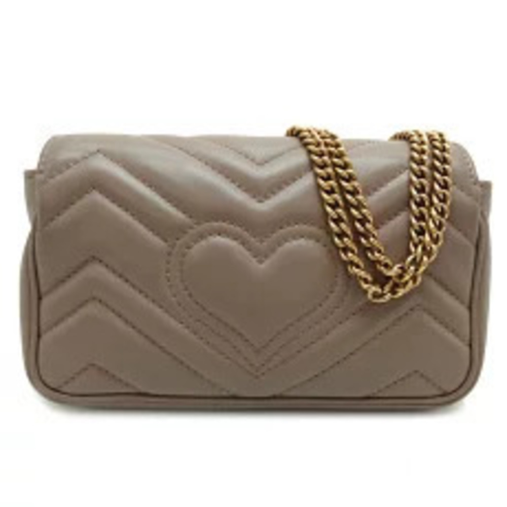 Gucci Super Bag Shoulder Pink Marmont Beige Leather GG